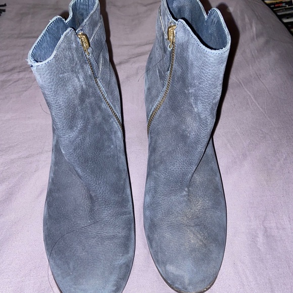 Cole Haan Navy suede heeled booties - Picture 1 of 6